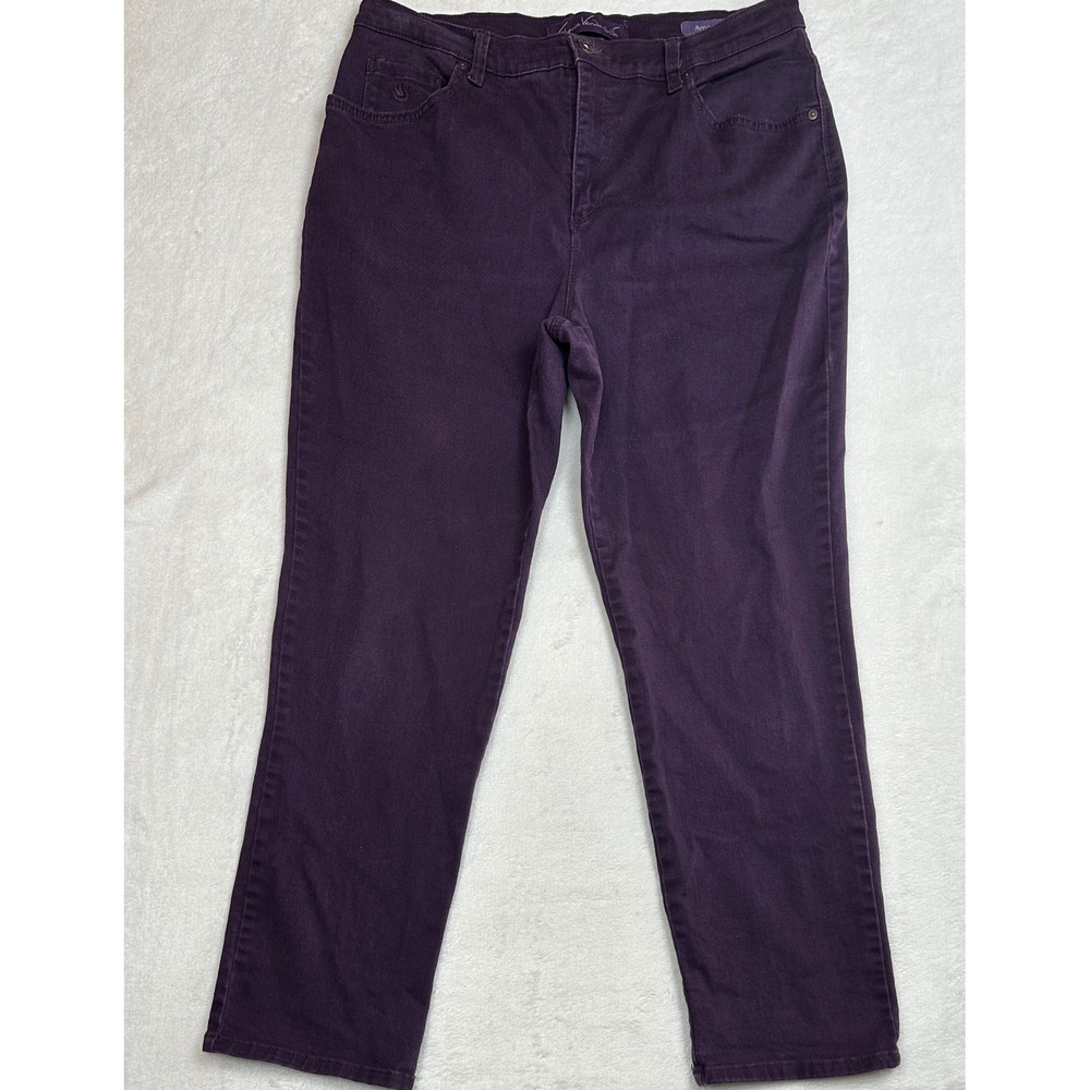 Gloria Vanderbilt Amanda Purple‎ High Rise Tapered Leg Jeans Womens 12 Short